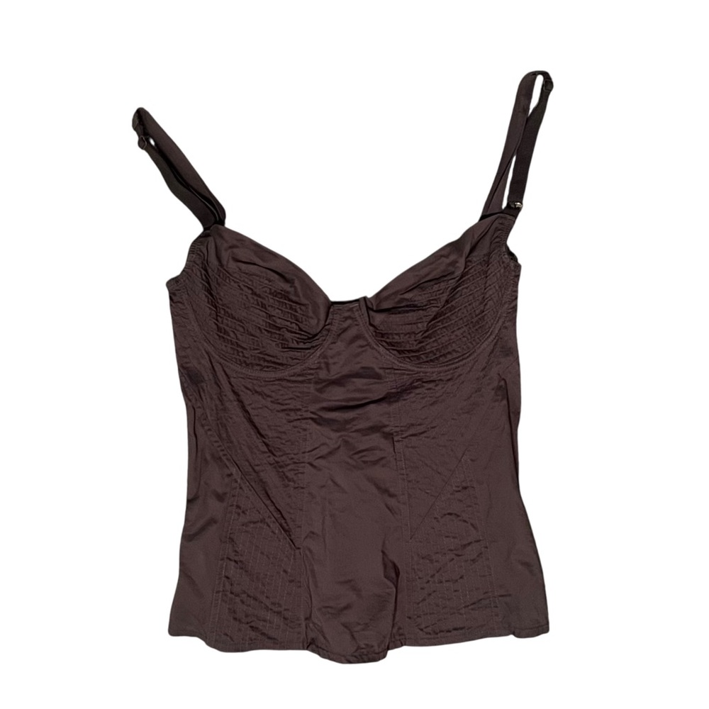 Adjustable Cotton Corset Brown Purple Camisole Size Medium